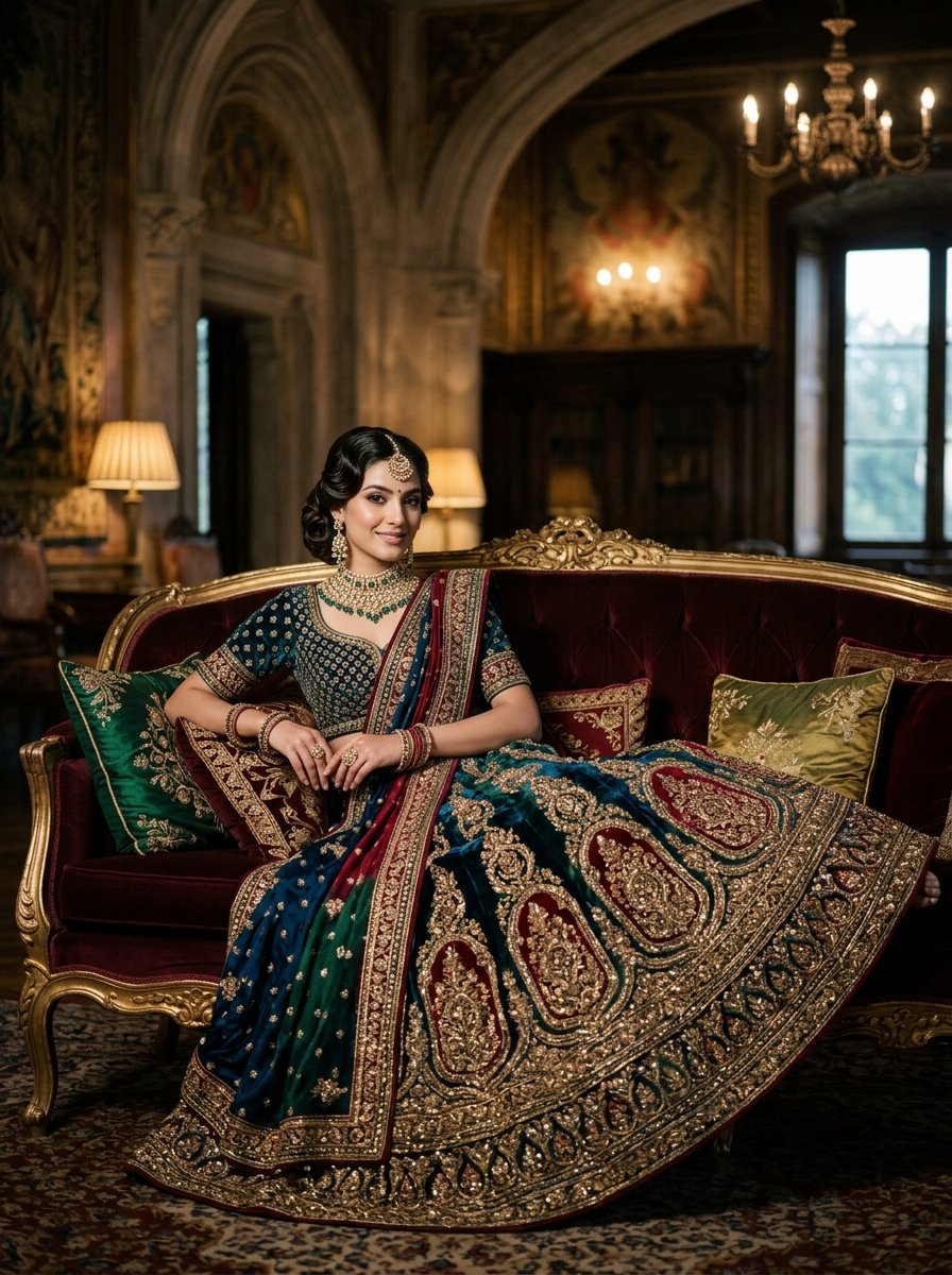 Regal Couture Lehenga on Settee